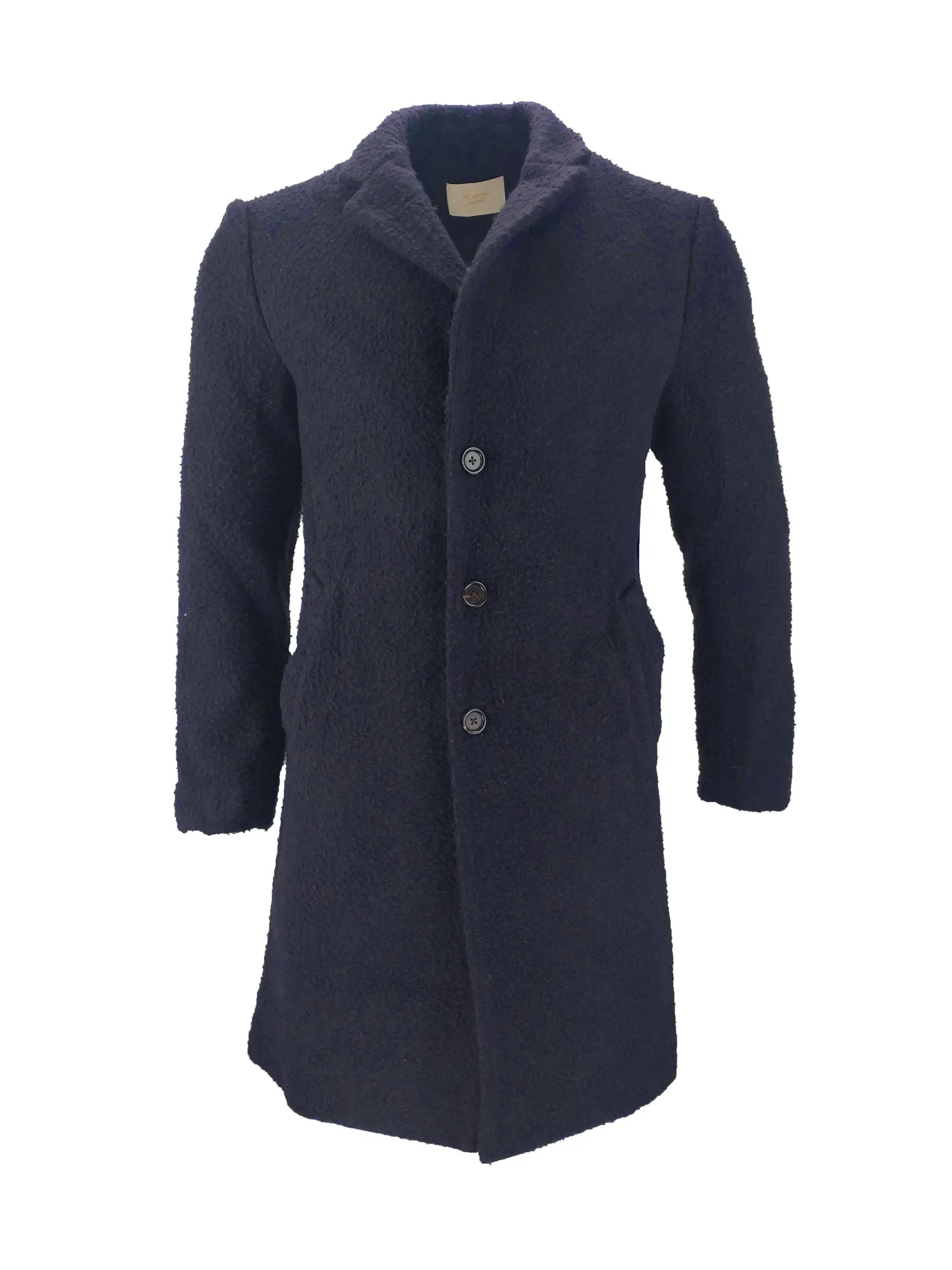 AIME LEON DORE Men's Dark Navy Nubby Wool Overcoat Size Large NWT