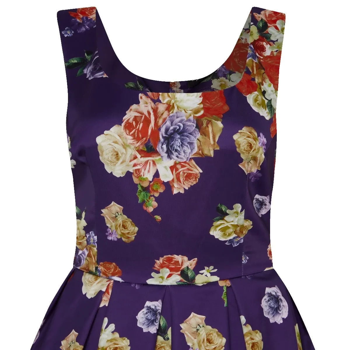 Amanda Purple Floral Swing Dress