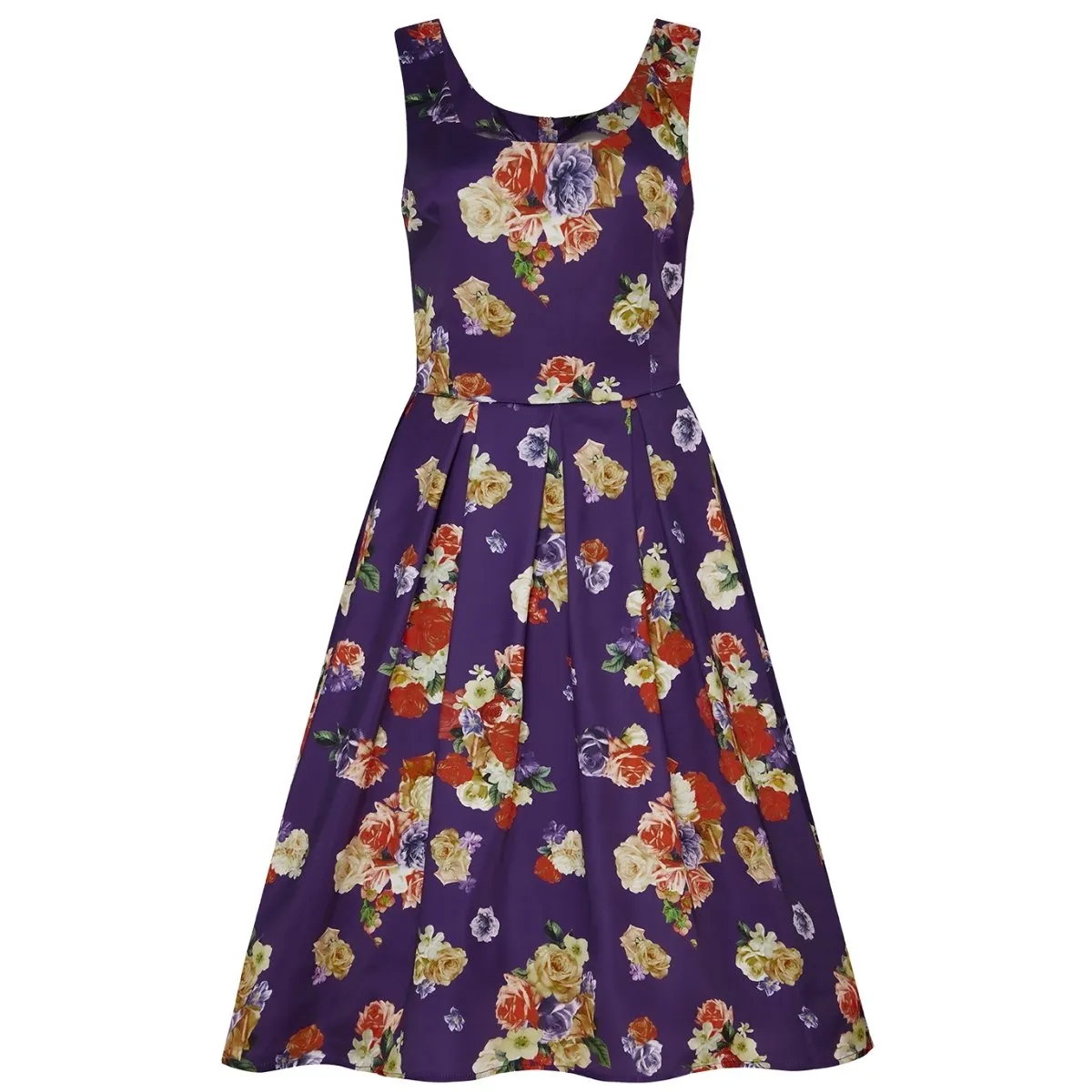 Amanda Purple Floral Swing Dress