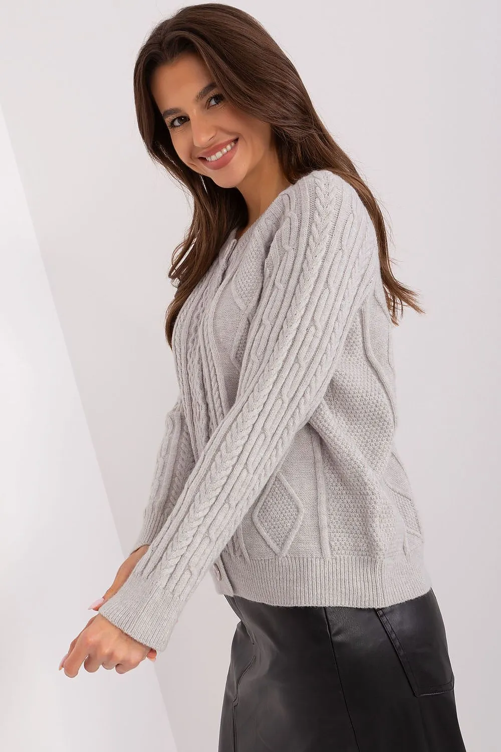 A.T. Textured European Knitted Buttoned Sweater Cardigan