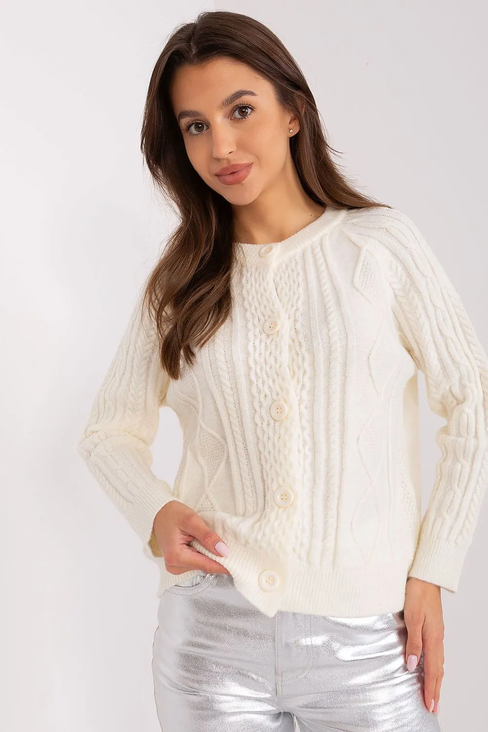 A.T. Textured European Knitted Buttoned Sweater Cardigan