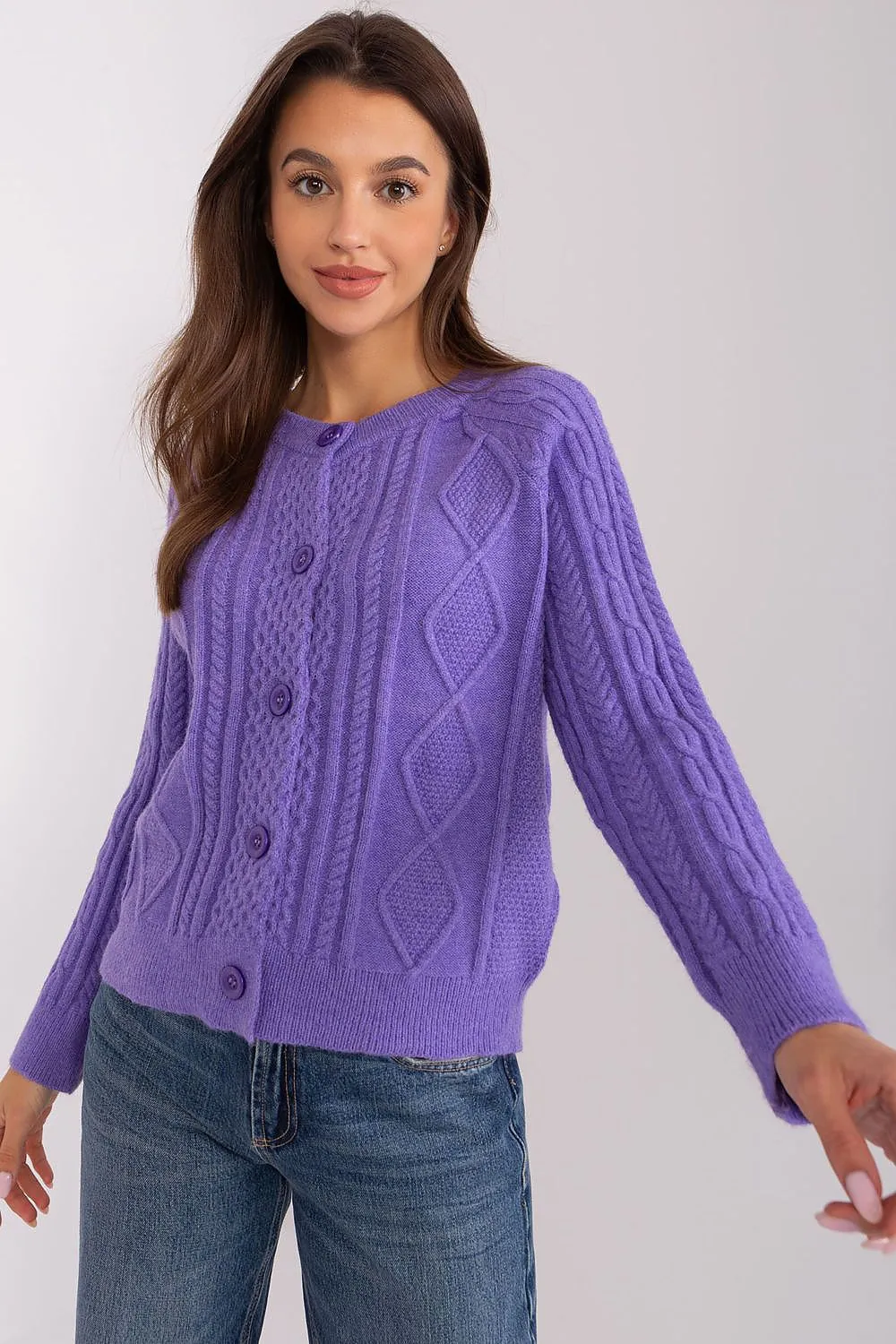 A.T. Textured European Knitted Buttoned Sweater Cardigan