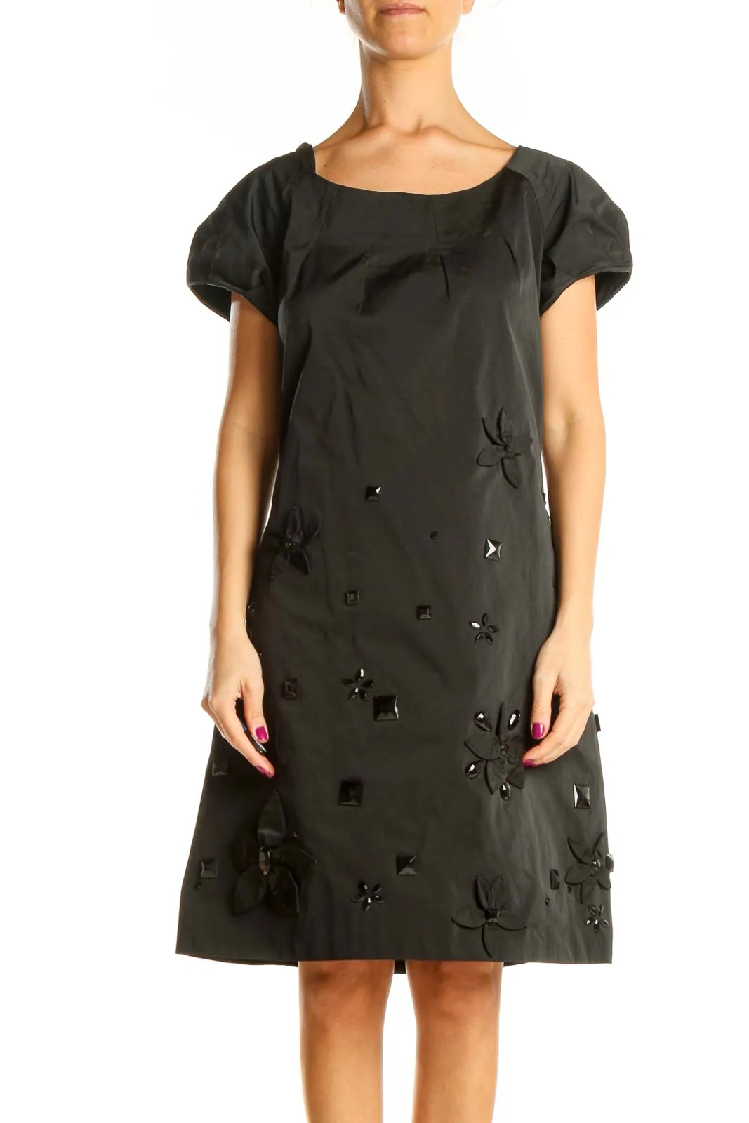 Black Sequin Retro Shift Dress