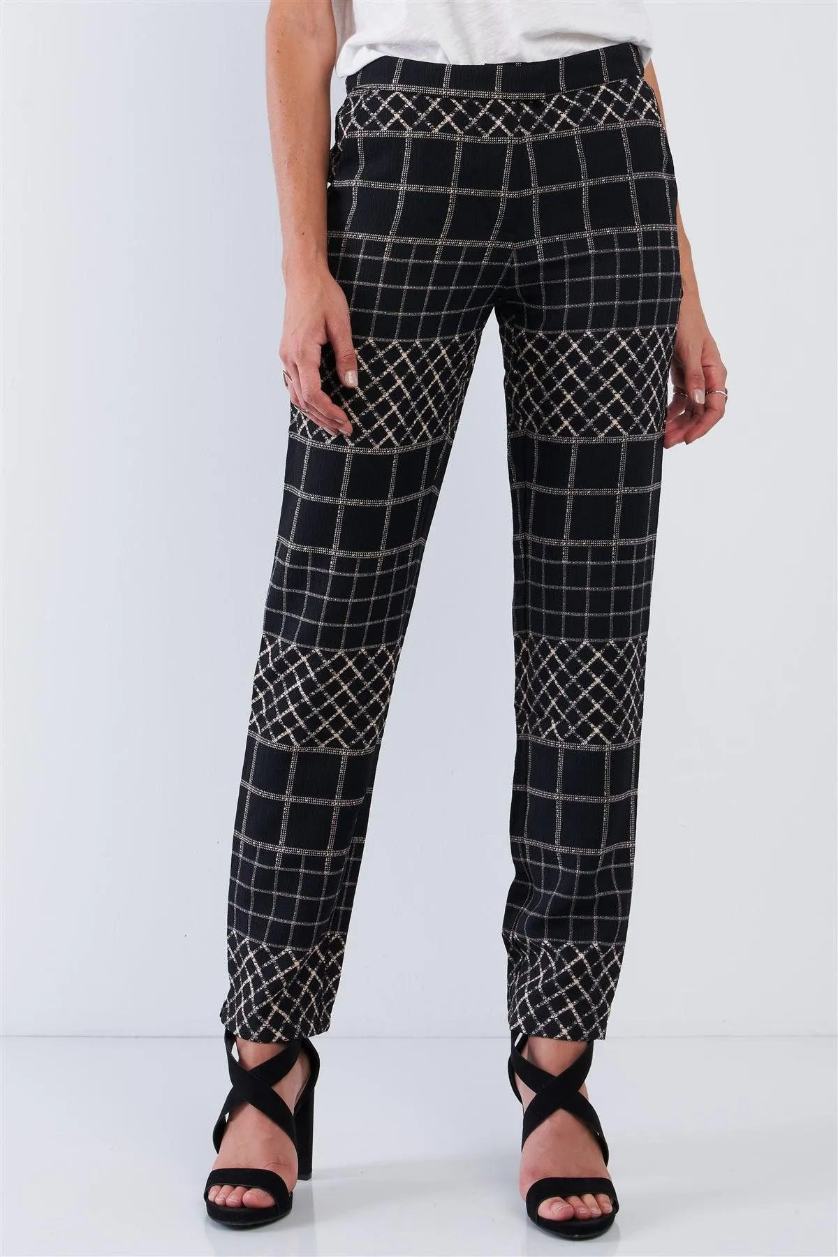 Black Tan Printed Relaxed Fit Slack Pant /2-2-2-1