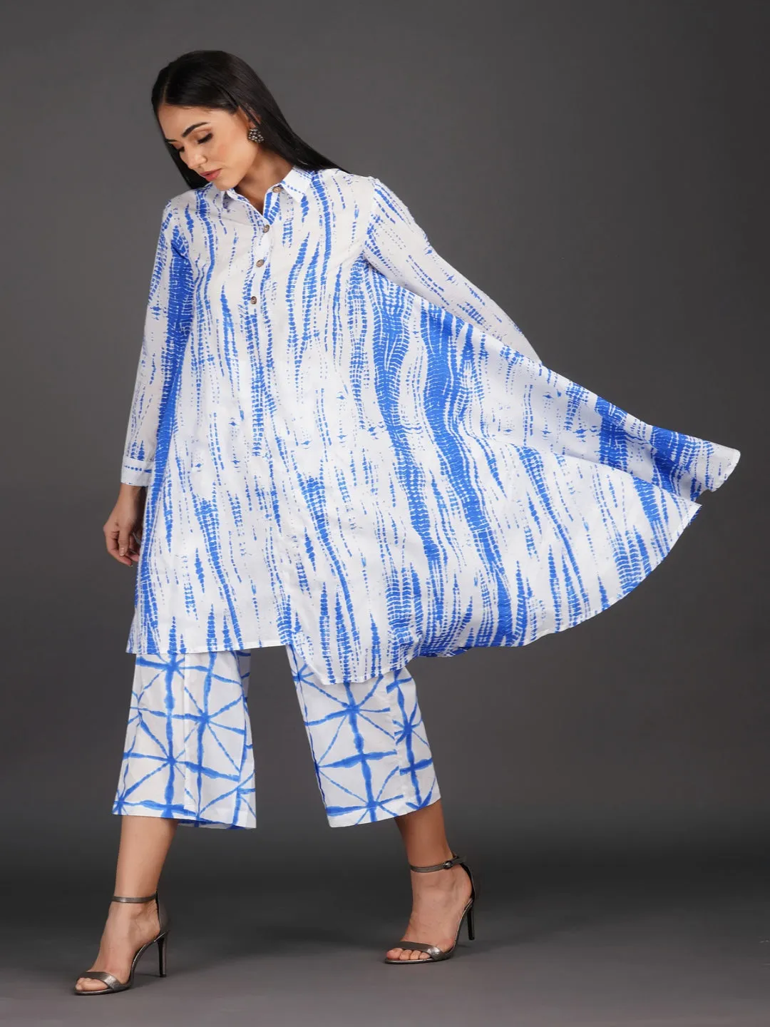 Blue Shibori Straight Pants