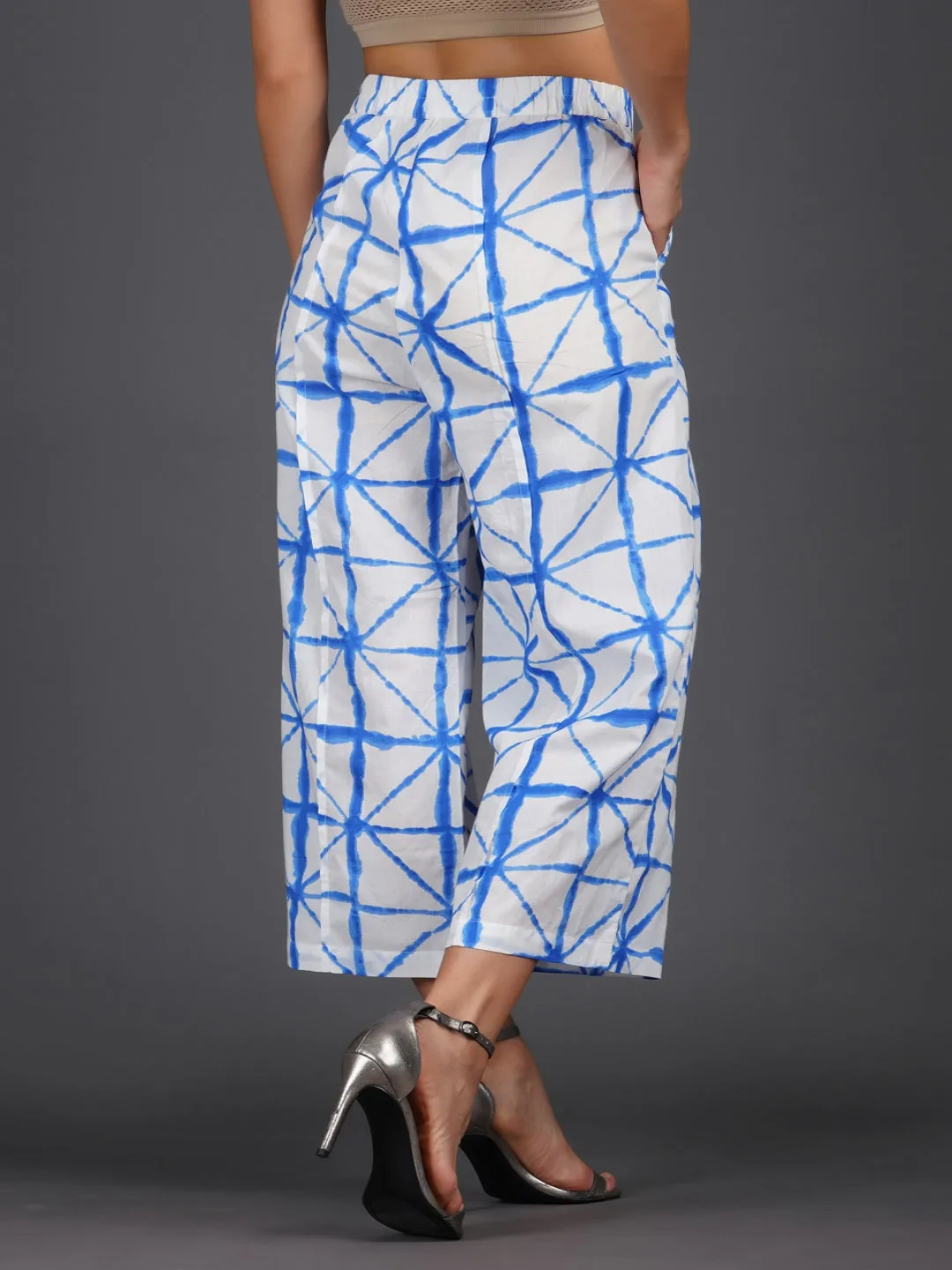 Blue Shibori Straight Pants