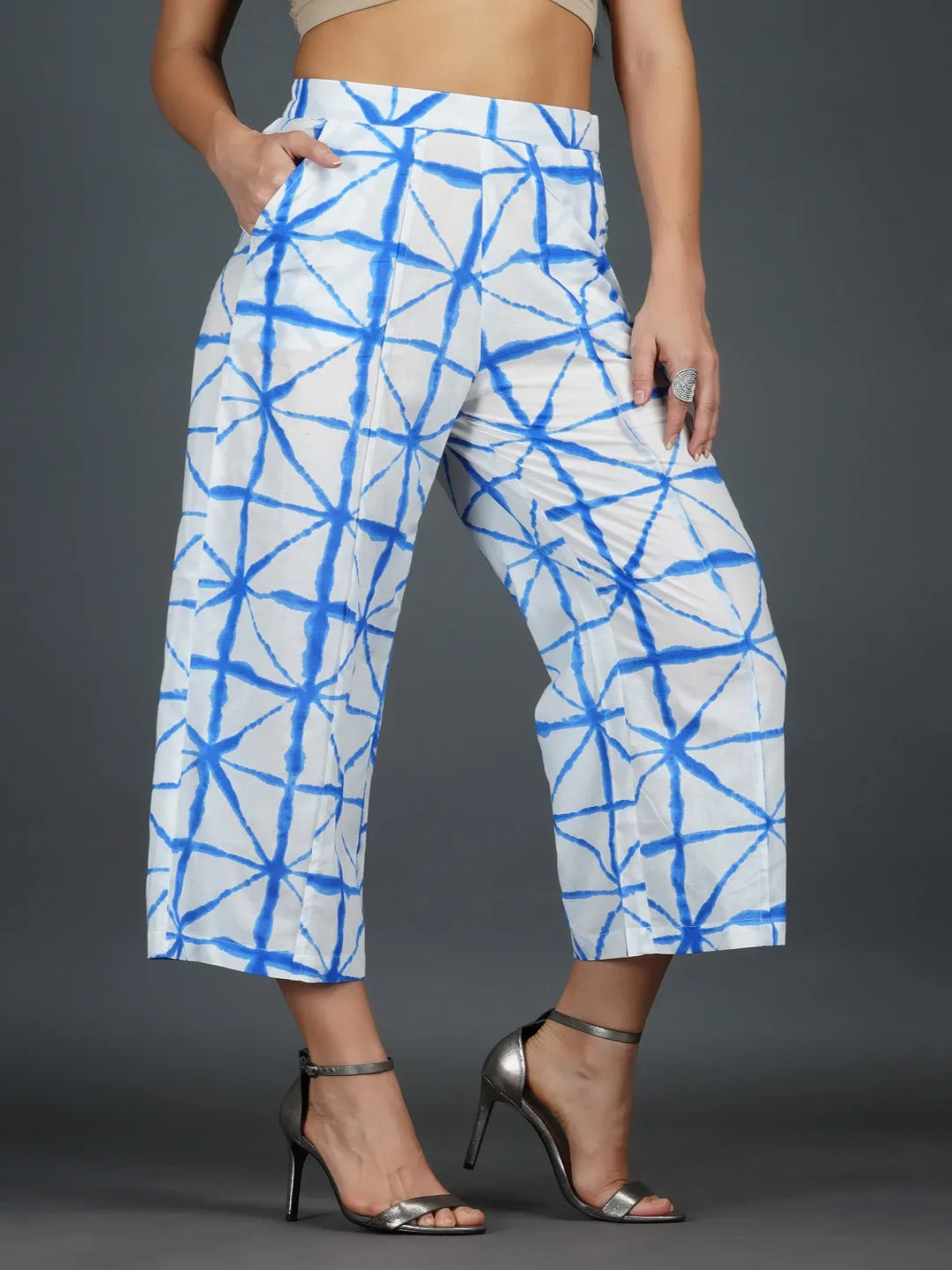 Blue Shibori Straight Pants