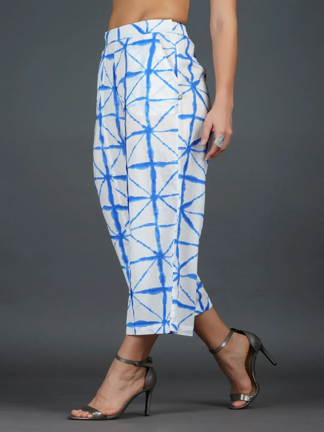 Blue Shibori Straight Pants