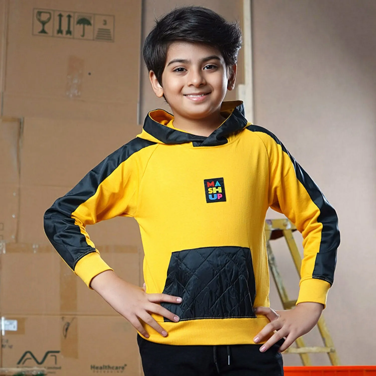 Boys Fleece Sweatshirt Color Mash-R. Yellow