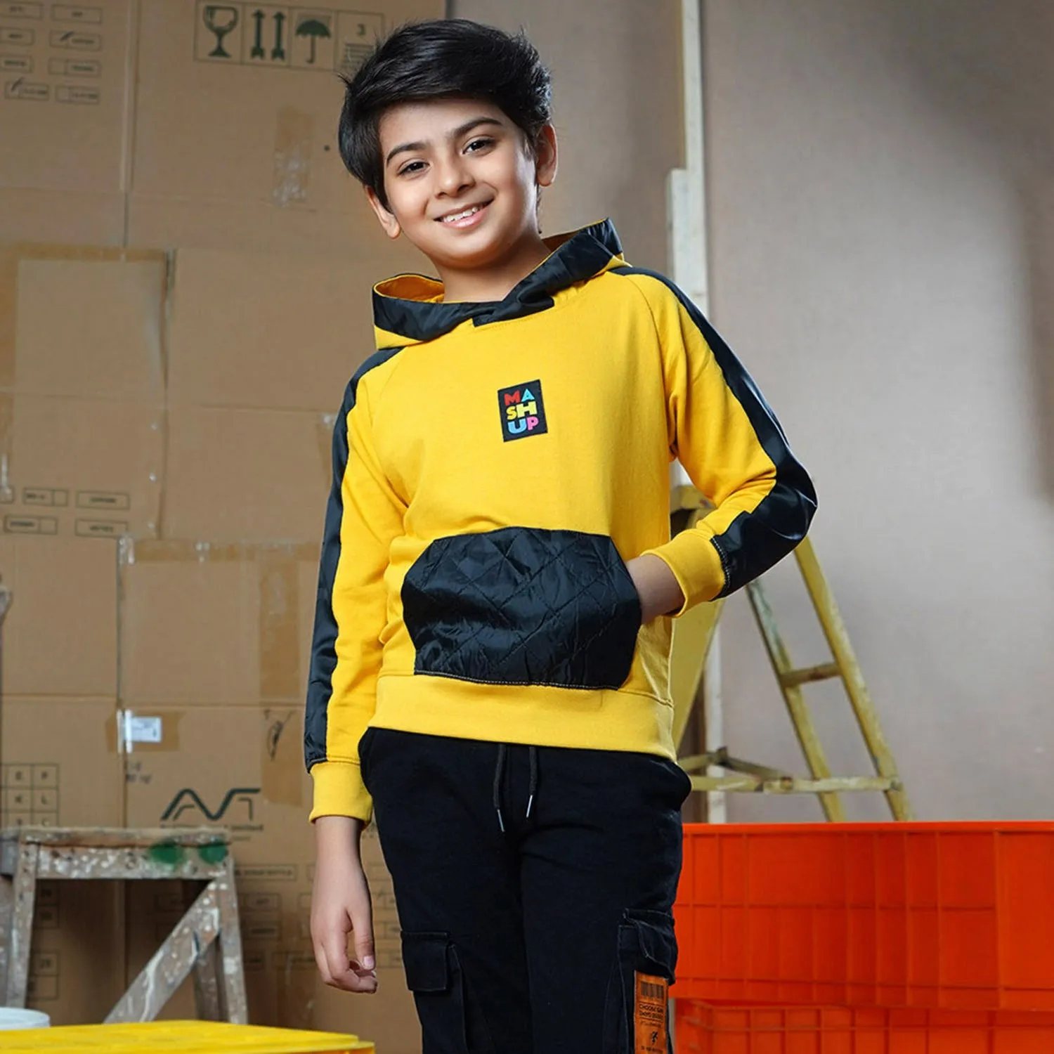 Boys Fleece Sweatshirt Color Mash-R. Yellow