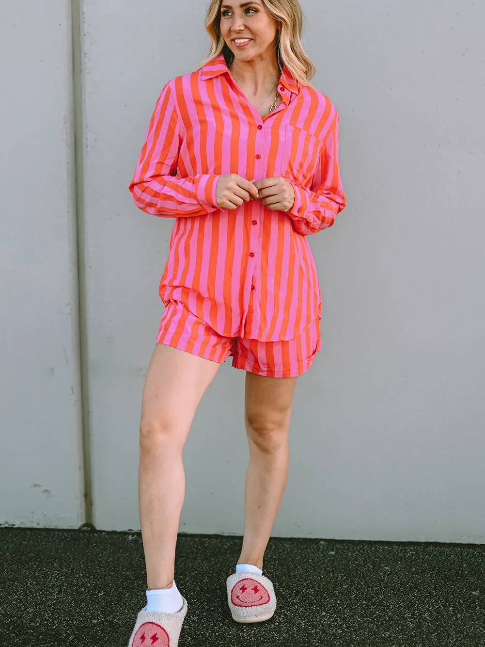 Bright Striped Pajama Set