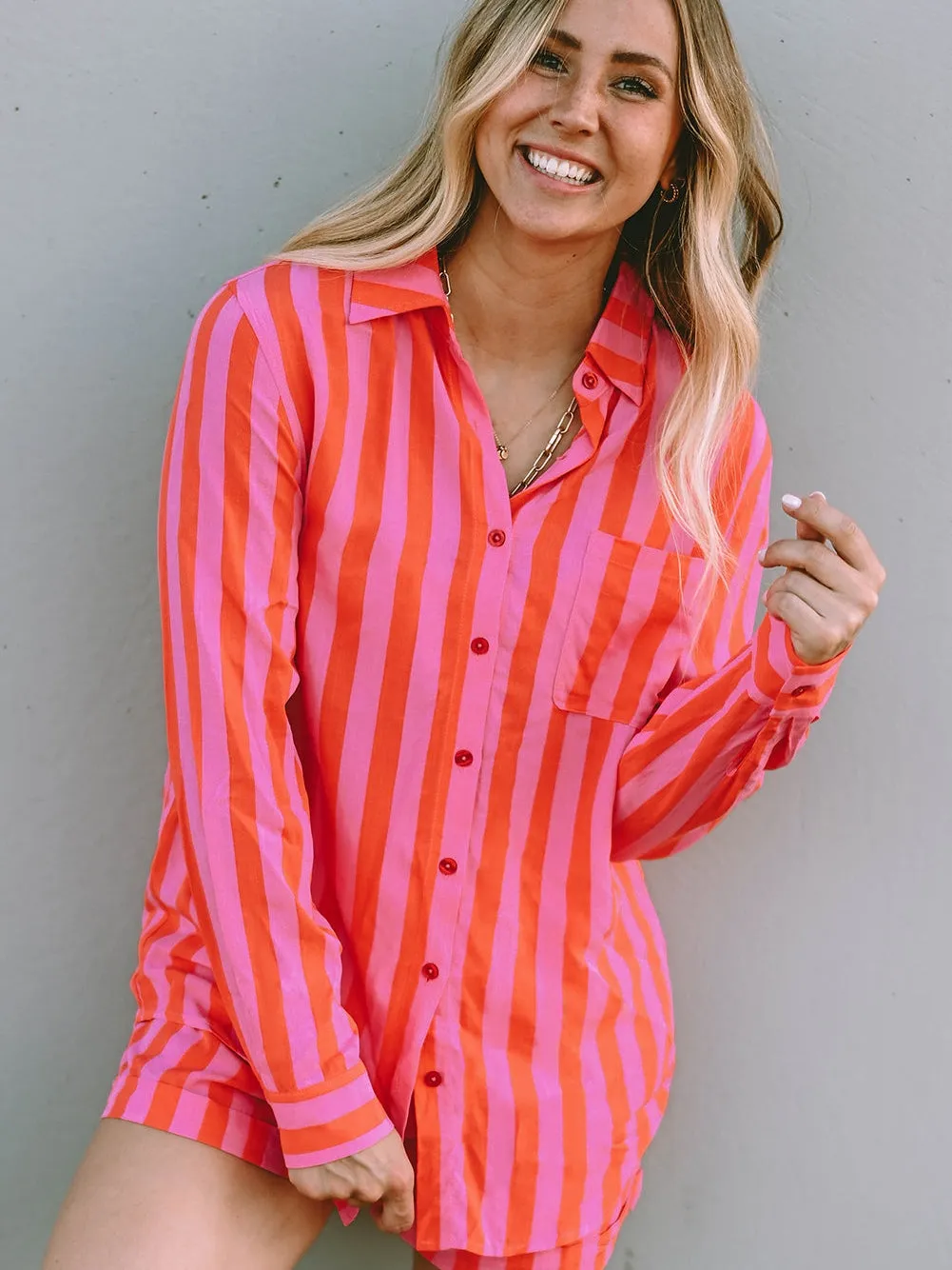 Bright Striped Pajama Set