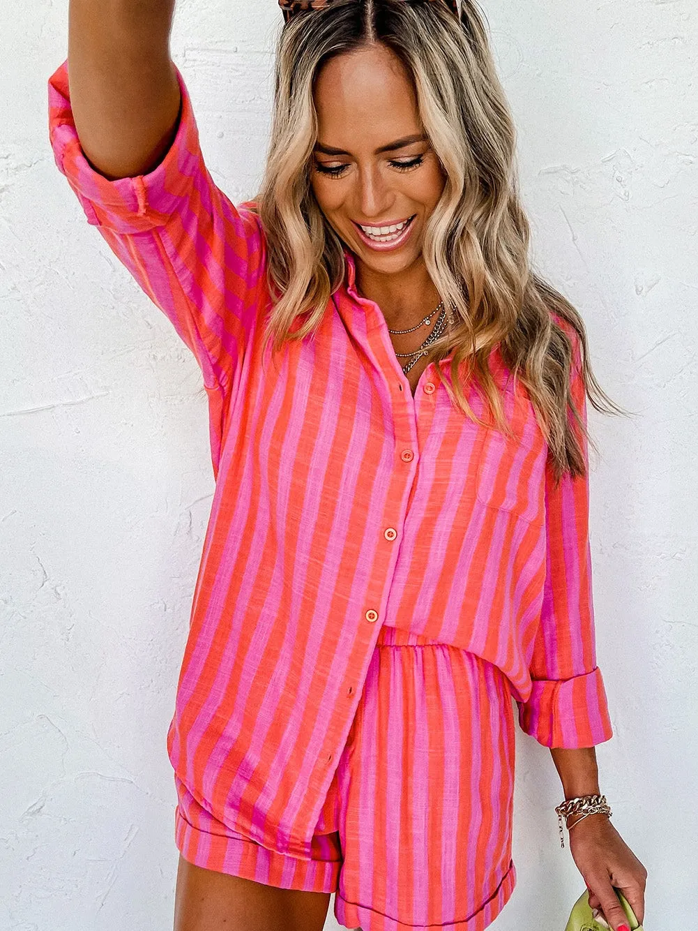 Bright Striped Pajama Set