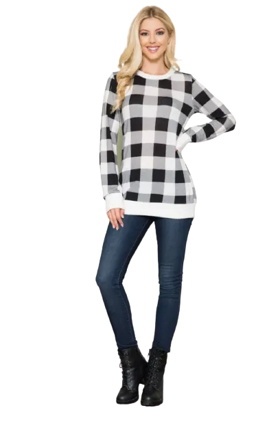 Buffalo Check Cuffed Sweater