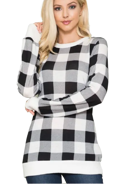 Buffalo Check Cuffed Sweater