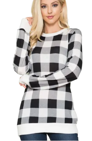 Buffalo Check Cuffed Sweater