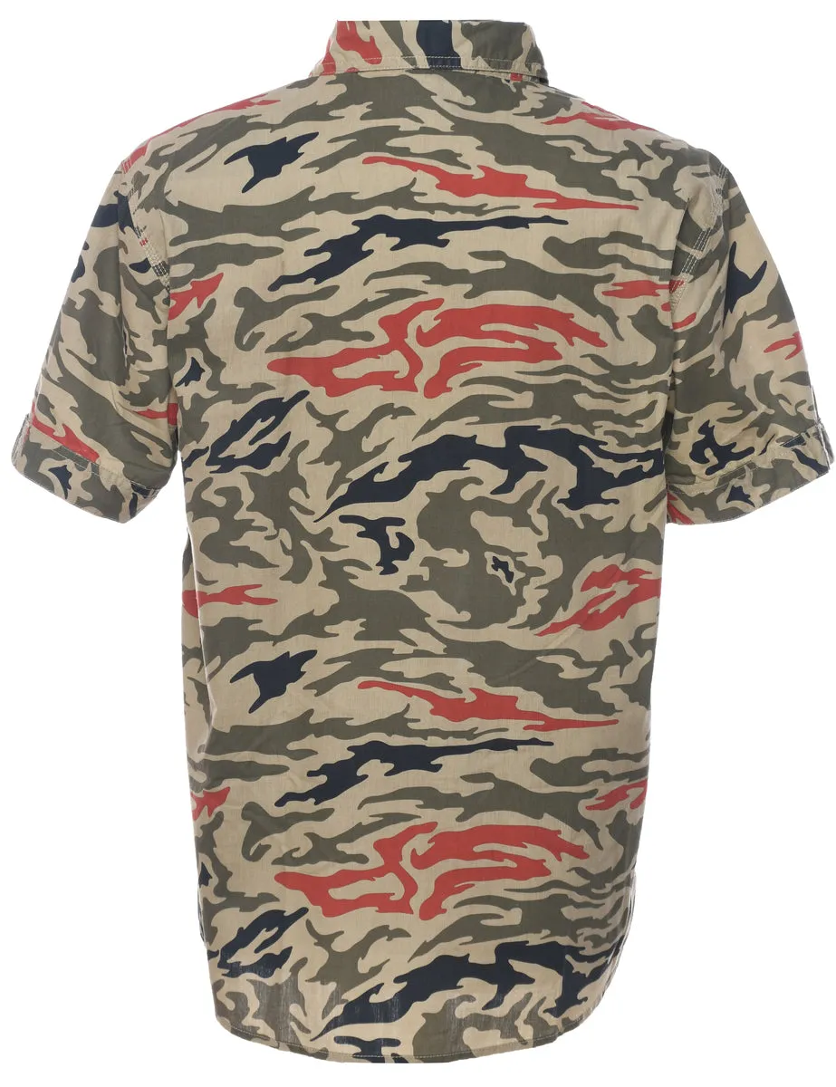 Camouflage Print Military Shirt - L