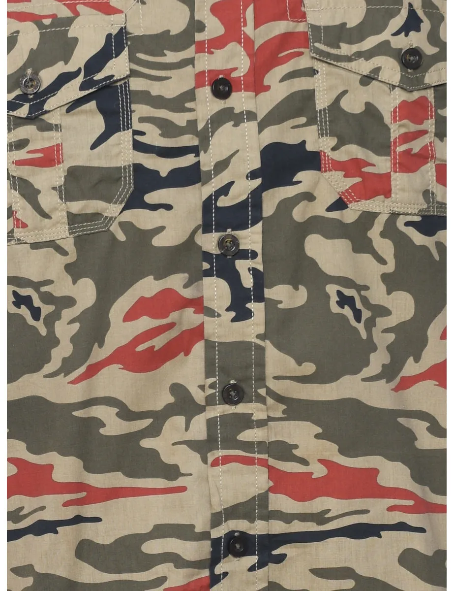 Camouflage Print Military Shirt - L