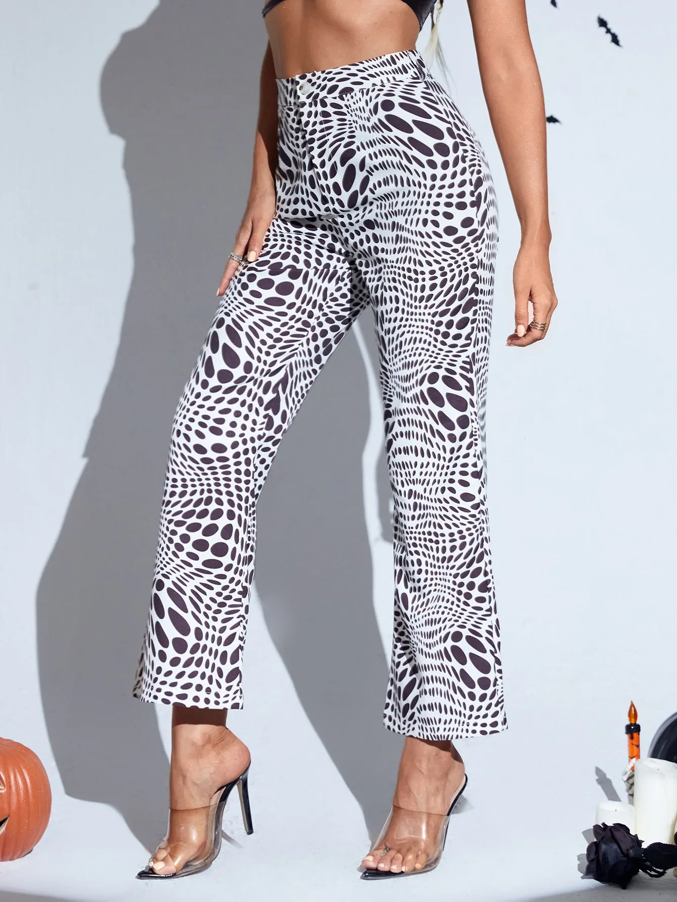 Casual All Over Print Natural Cropped Women Pants