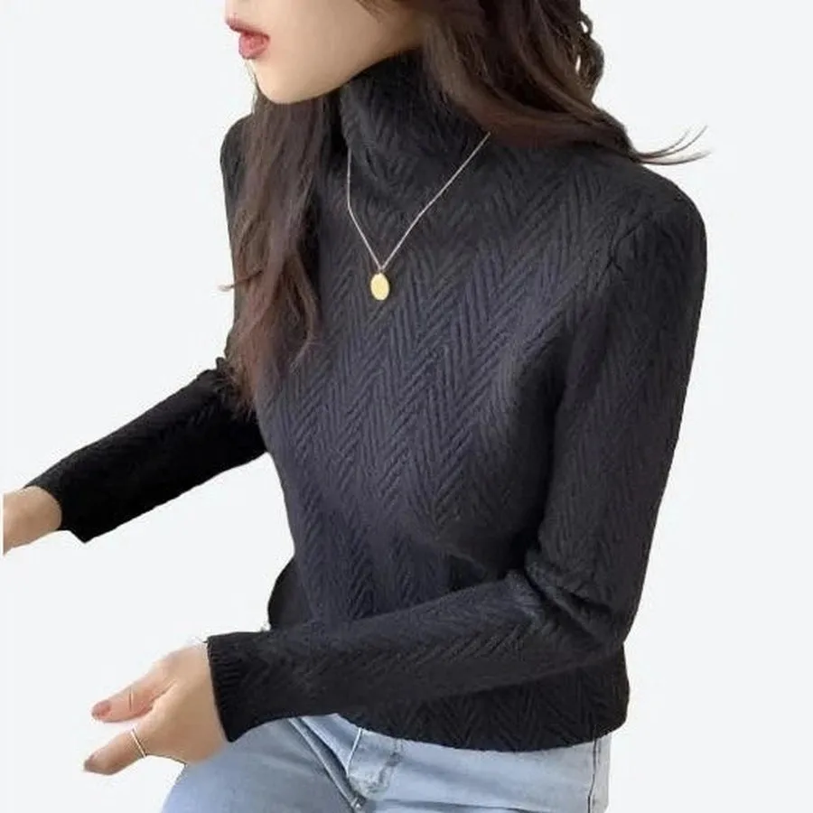 Chevron High Neck Knit Sweaters