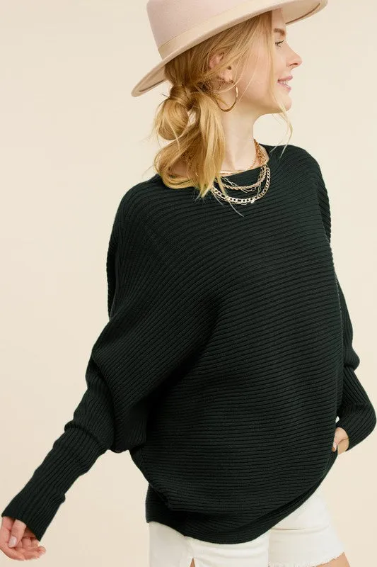 Chic Black Dolman Sleeve Off Shoulder Mae Sweater