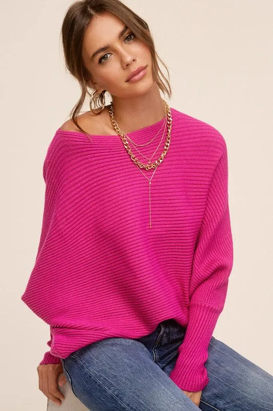 Chic Black Dolman Sleeve Off Shoulder Mae Sweater