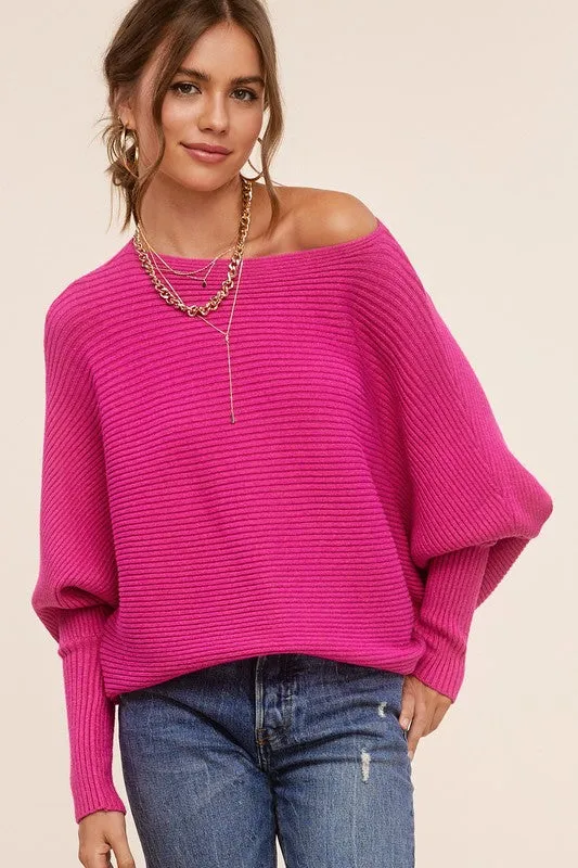 Chic Black Dolman Sleeve Off Shoulder Mae Sweater