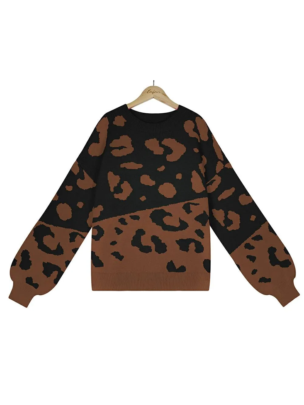 Chic Leopard Round Neck Knit Sweater