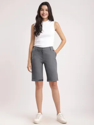 Cotton Above Knee Shorts - Grey