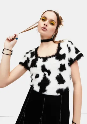 Cow Chic Fuzzy Sweater