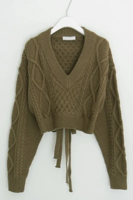 Cropped Open Back Sweater