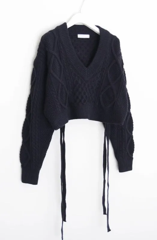 Cropped Open Back Sweater