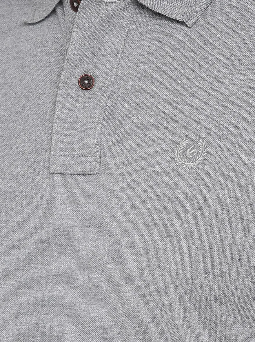 Dark Grey Solid Slim Fit Polo T-Shirt | Greenfibre