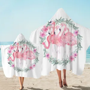 Delicate Flamingos Hooded Towel