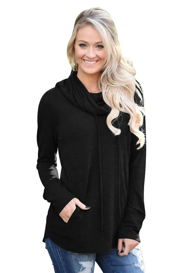 Drawstring Cowl Neck Sweatshirt