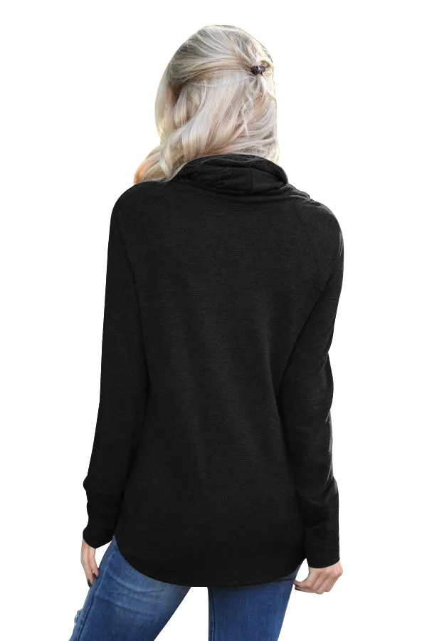 Drawstring Cowl Neck Sweatshirt