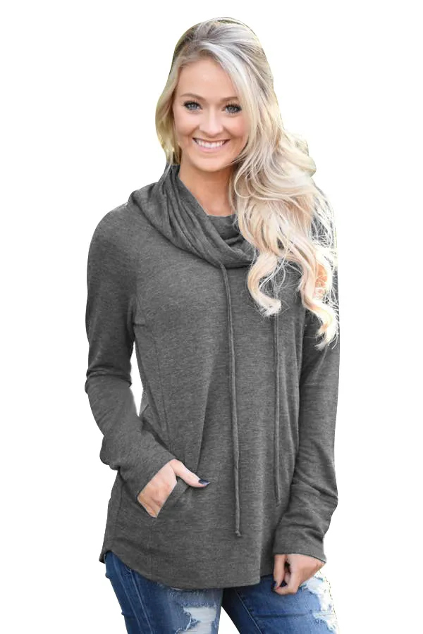 Drawstring Cowl Neck Sweatshirt