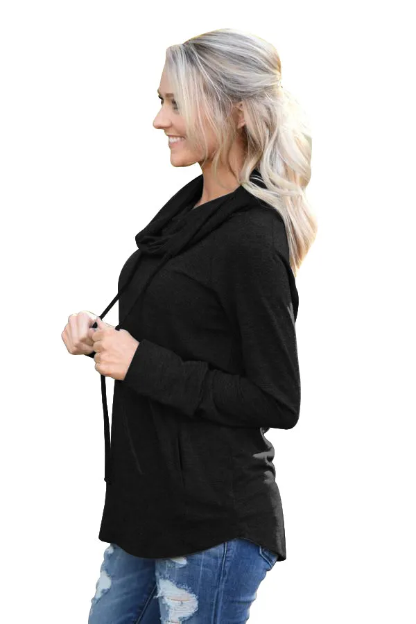 Drawstring Cowl Neck Sweatshirt