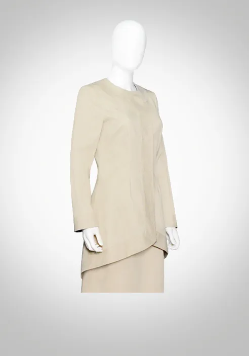 Elegant Beige Hi-Lo Jacket