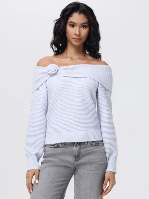 Elizabeth: Off The Shoulder Rosette Sweater