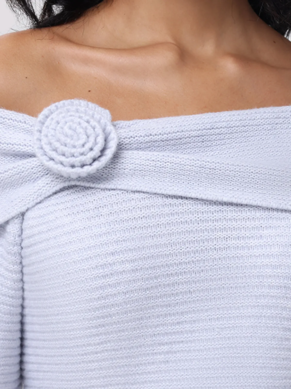 Elizabeth: Off The Shoulder Rosette Sweater