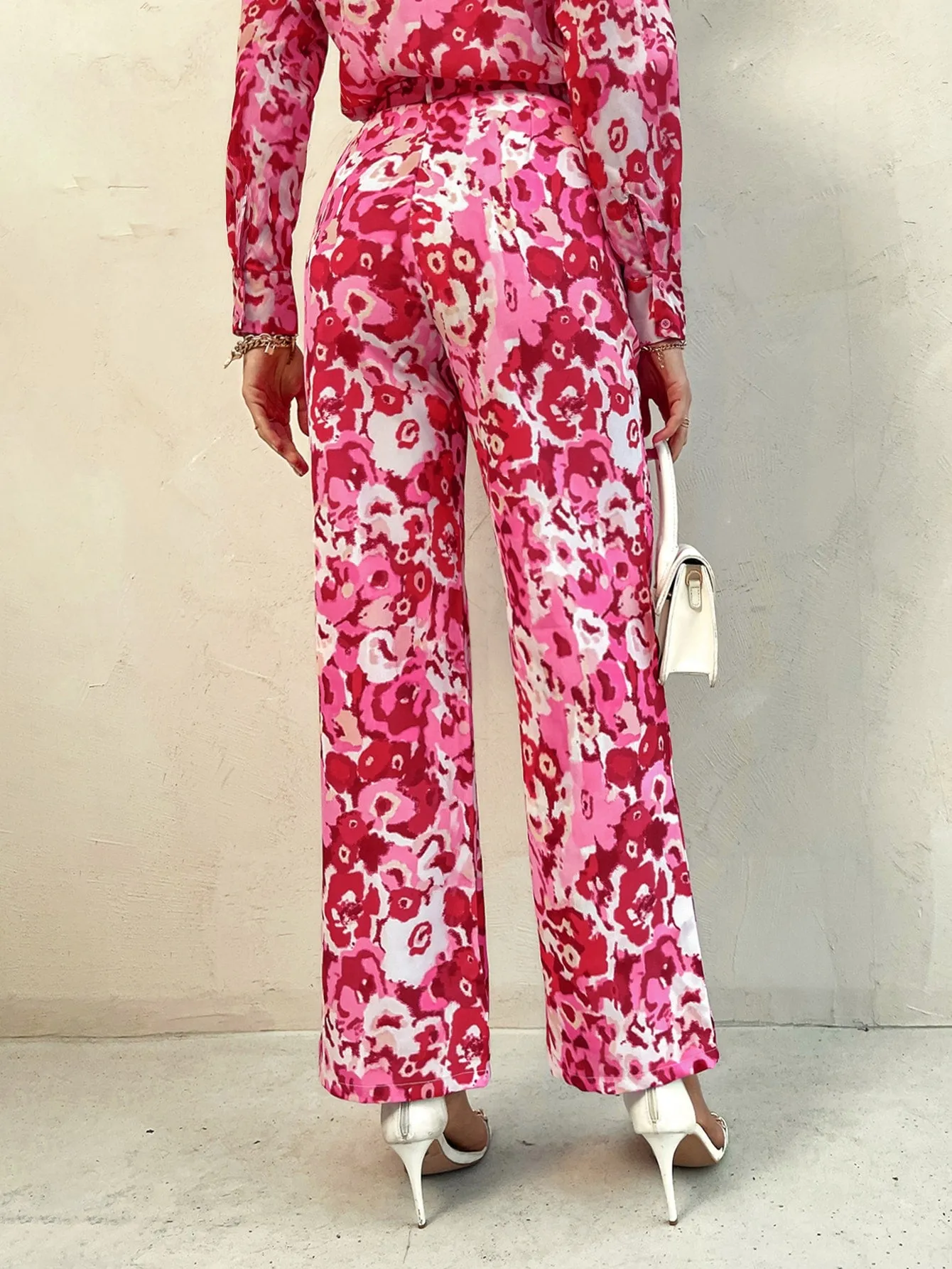 Glamorous All Over Print Pocket High Waist Long Women Pants