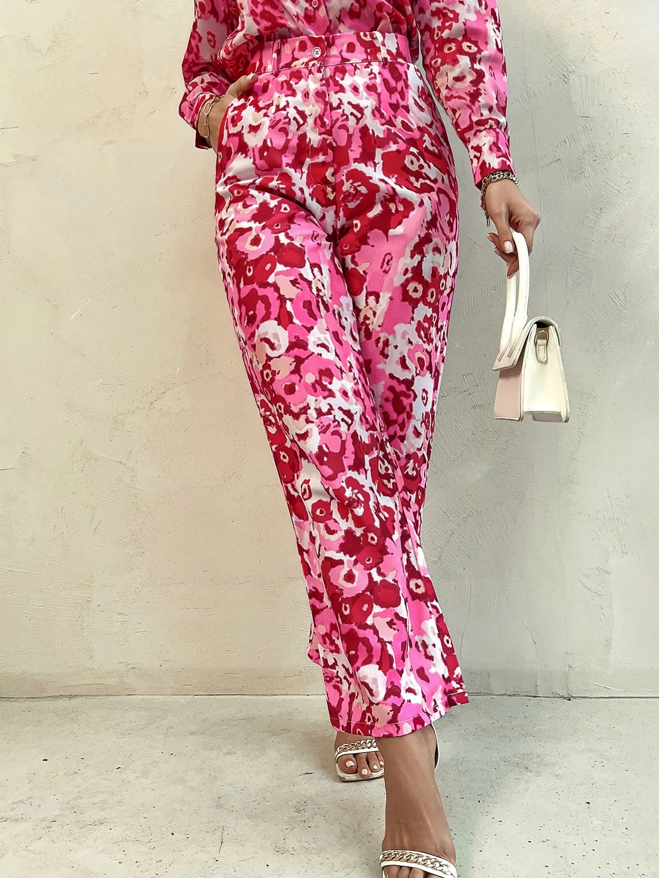 Glamorous All Over Print Pocket High Waist Long Women Pants