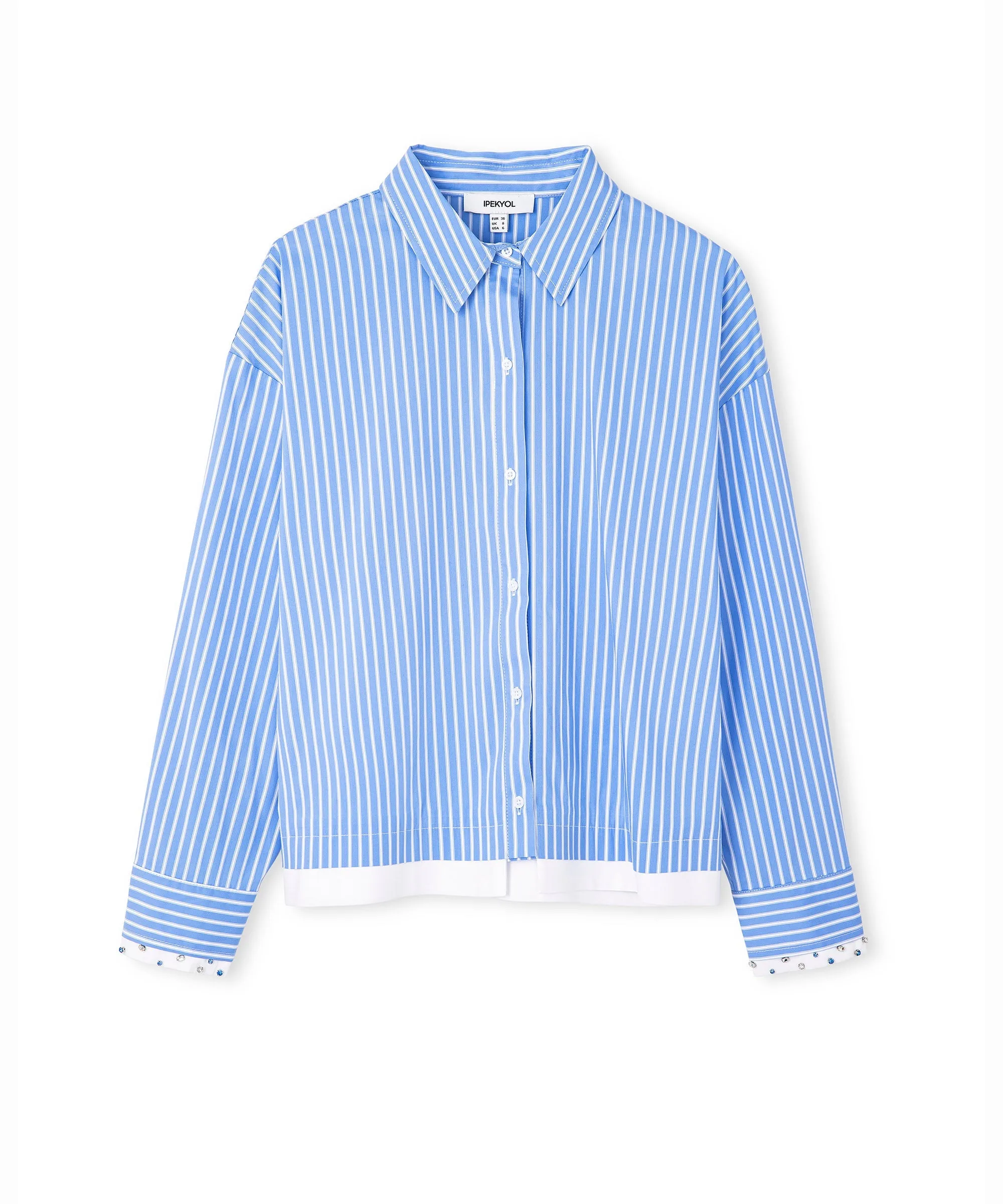 Ipekyol Embroidered Striped Shirt Light Blue