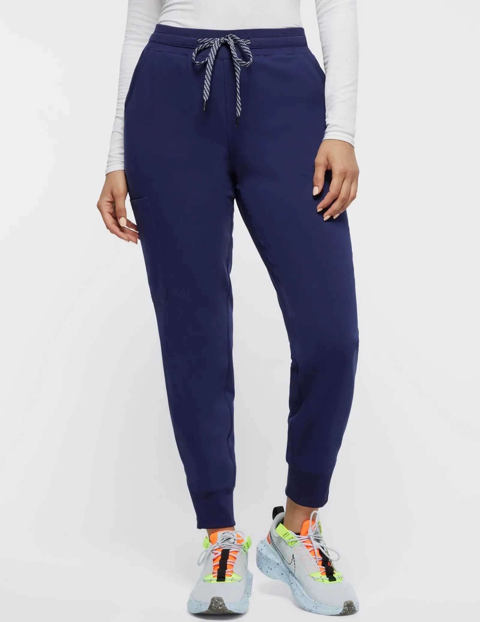 Jaanuu Women's 6-Pocket Ankle Zip Scrub Jogger - Navy