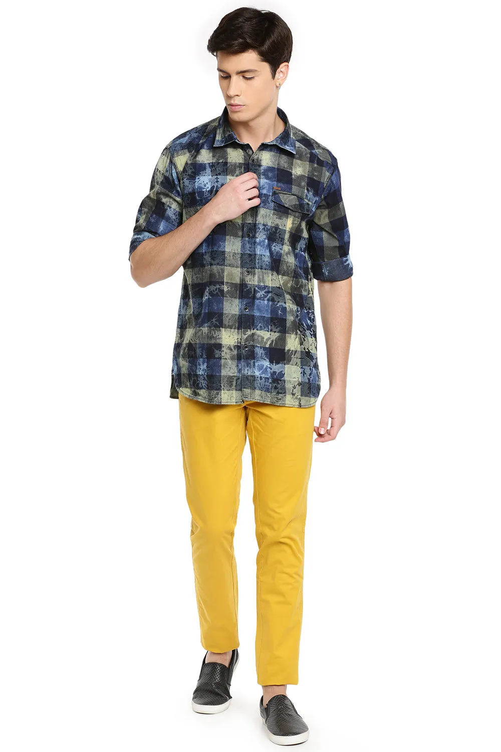 JDC Men Mustard Yellow Solid Trouser