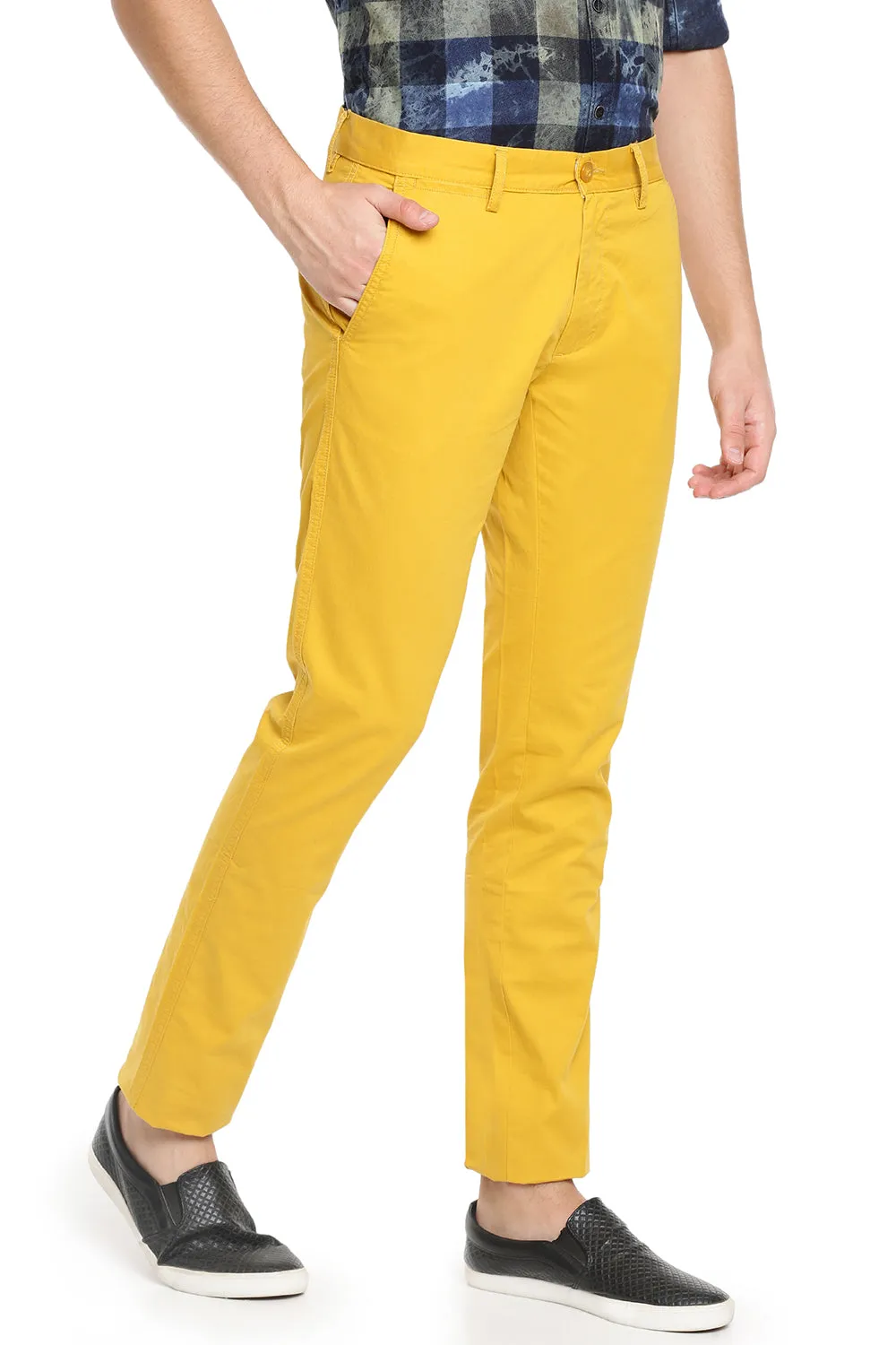 JDC Men Mustard Yellow Solid Trouser