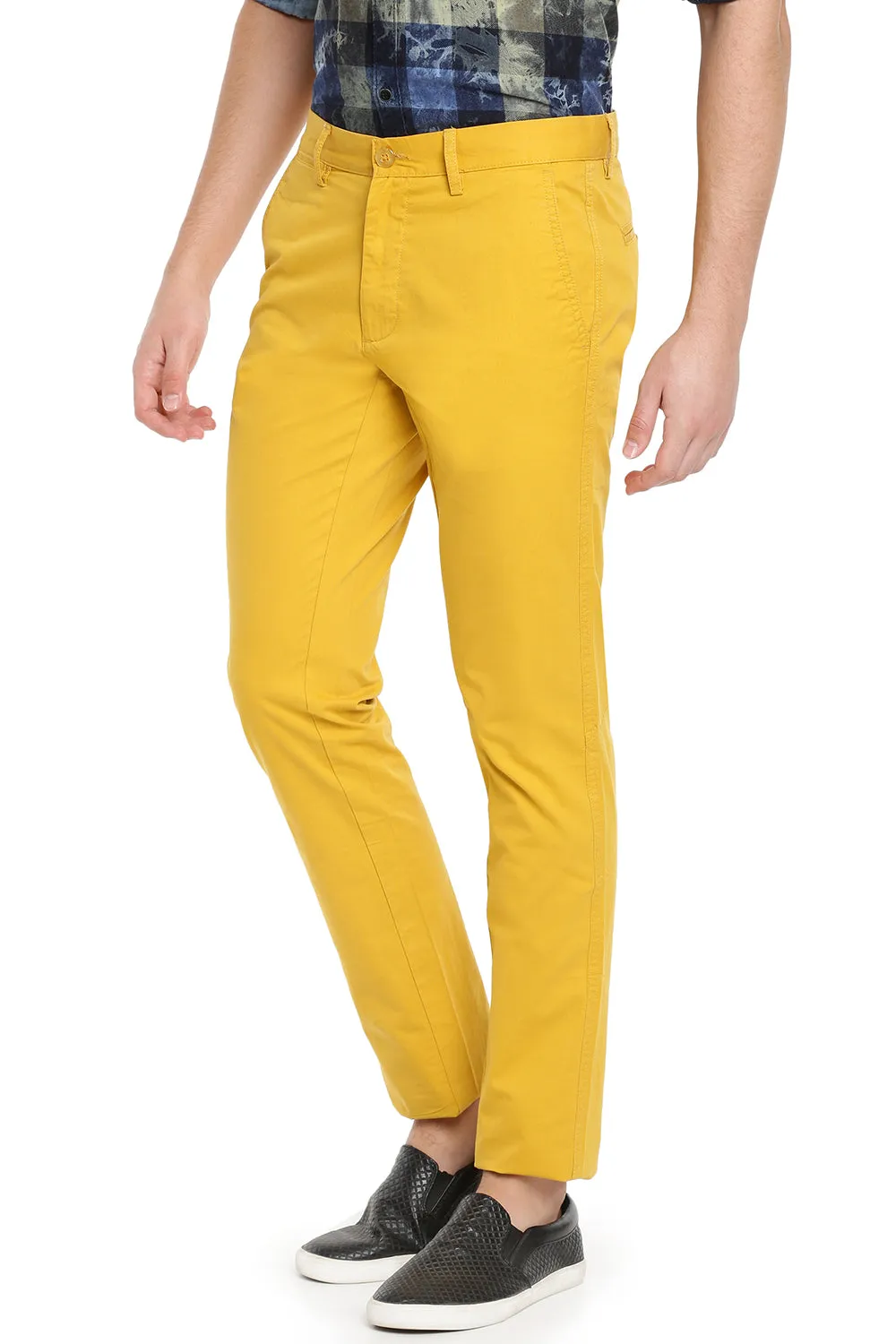 JDC Men Mustard Yellow Solid Trouser