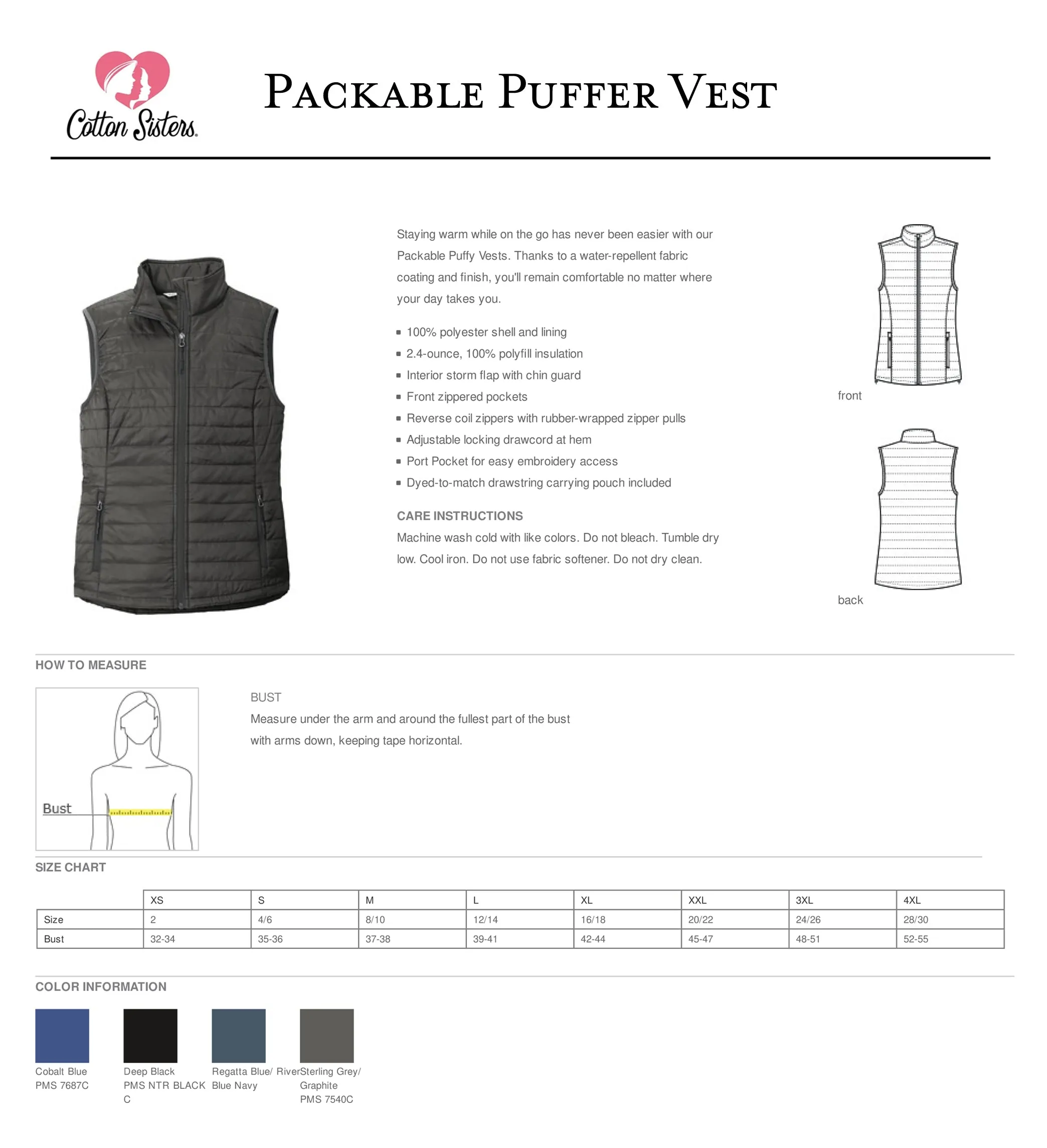 Junior League Puffer Vest - Black Puffy Logo Vest