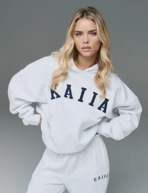 Kaiia Slogan Oversized Hoodie In Grey Marl